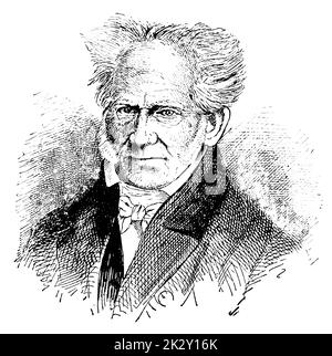 Portrait d'Arthur Schopenhauer - un philosophe allemand. Illustration du 19e siècle. Allemagne. Arrière-plan blanc. Banque D'Images