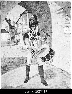 Batteur bavarois (1809). Illustration du 19e siècle. Allemagne. Arrière-plan blanc. Banque D'Images