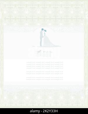 Invitation de mariage élégant avec wedding couple Banque D'Images