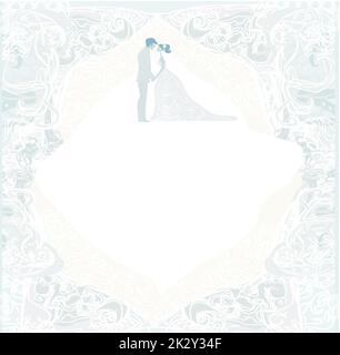 Invitation de mariage élégant avec wedding couple Banque D'Images