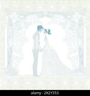 Invitation de mariage élégant avec wedding couple Banque D'Images