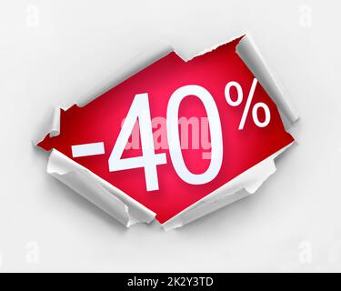 message de remise de 40 % Banque D'Images