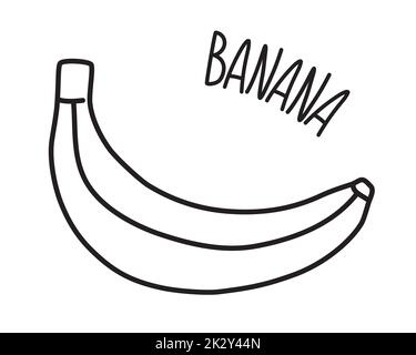 Banane main dessinée avec une ligne mince isolée sur fond blanc Banque D'Images