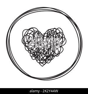 Coeur en forme de cercle griffé et entremêlé Banque D'Images