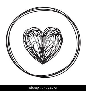 Coeur en forme de cercle griffé et entremêlé Banque D'Images