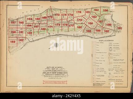 Cartographie, cartes. 1927. Lionel Pincus et Princess Firyal Map Division. Immobilier , New York (État) , New York, Manhattan (New York, New York) Carte des grandes lignes et des index du volume cinq, Atlas de New York City, Borough of Manhattan. 145th rue vers Spuyten Duyvil Banque D'Images