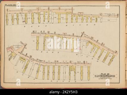 Cartographie, cartes. 1927. Lionel Pincus et Princess Firyal Map Division. Immobilier , New York (État) , New York, Manhattan (New York, New York) Planche 40: Plan de East River Wharves Banque D'Images