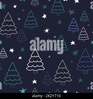 Forêt d'hiver, motif scandinave sans couture. Texture sombre avec un sapin de Noël pour l'impression, papier, design, tissu, décor, emballage cadeau, arrière-plan Illustration de Vecteur