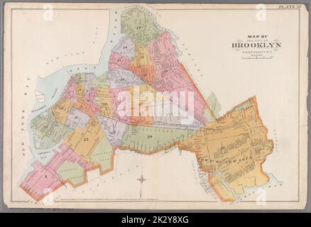F. Bourquin & Co. Cartographie, cartes. 1890. Lionel Pincus et Princess Firyal Map Division. Brooklyn (New York, New York), immobilier , New York (État) , New York planche 32: Carte de la ville de Brooklyn, Kings Co., New York Banque D'Images