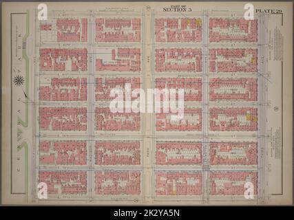 Cartographie, cartes. 1921. Lionel Pincus et Princess Firyal Map Division. Manhattan (New York, New York), immobilier , New York (État) , New York, New York (New York) Plaque 29, partie de la section 5 : délimitée par la rue E. 83rd, troisième avenue, la rue E. 77th et (Central Park) cinquième avenue. Banque D'Images