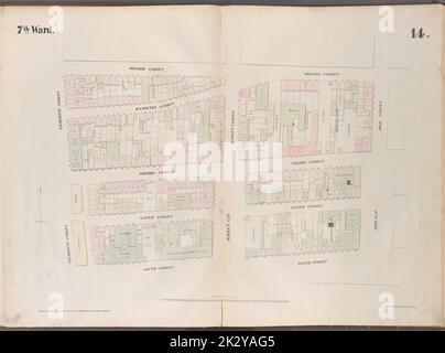 Cartographie, cartes. 1852. Lionel Pincus et Princess Firyal Map Division. Manhattan (New York, New York), immeuble , New York (État) , New York, assurance incendie planche 14: Carte délimitée par Monroe Street, Pike Street, South Street, Catherine Street Banque D'Images