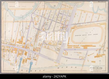 F. Bourquin & Co. Cartographie, cartes. 1890. Lionel Pincus et Princess Firyal Map Division. Brooklyn (New York, New York), propriété immobilière , New York (État) , New York plaque 21 : délimitée par Canal Avenue, Coney Island Avenue, E. 5th Street (Brighton Beach Hotel), Sea Breeze Avenue, Ocean Parkway, Surf Avenue Concourse et Stillwell Avenue. Partie de l'île de Coney, ville de Gravesend. Banque D'Images