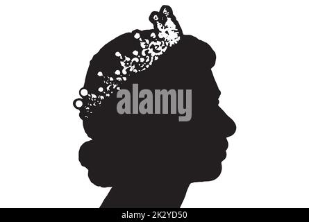 Logo de silhouette de côté noir et blanc queen et image d'art pour les tee-shirts et l'utilisation de Web art Illustration de Vecteur