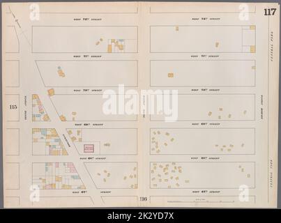 Cartographie, cartes. 1857 - 1862. Lionel Pincus et Princess Firyal Map Division. Manhattan (New York, New York), immeuble , New York (État) , New York planche 117 : carte délimitée par West 72nd Street, Eighth Avenue, West 67th Street, Tenth Avenue Banque D'Images