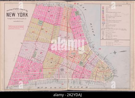 Cartographic, Maps. 1893. Lionel Pincus and Princess Firyal Map Division. New York (N.Y.) Outline & index map of the City of New York, lying south of Fourteenth St. Stock Photo