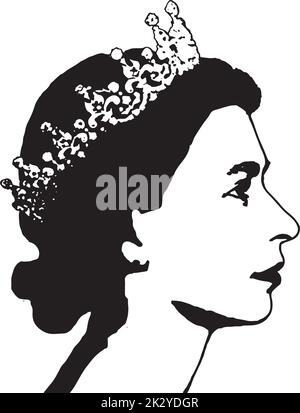 Logo de silhouette de côté noir et blanc queen et image d'art pour les tee-shirts et l'utilisation de Web art Illustration de Vecteur