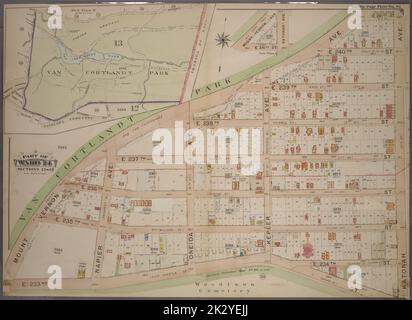 Cartographie, cartes. 1901. Lionel Pincus et Princess Firyal Map Division. Bronx (New York, N.Y.), immeuble , New York (État) , New York Double page plate no 61, partie du quartier 24, sections 12 et 13 : carte délimitée par Mount Vernon Avenue, E. 241st Street, Katonah Avenue et E. 233rd Street ; carte du parc Van Cortland Banque D'Images