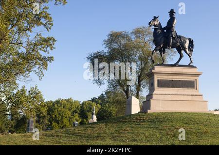 Mémorial du major général Winfield S. Hancock, cimetière national de Gettysburg Banque D'Images