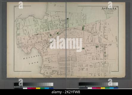 Cartographic, Maps. 1873. Lionel Pincus and Princess Firyal Map Division. Long Island (N.Y.) , Description and travel Astoria. Part of Long Island City, Town of Newtown, Queens Co. L.I. Stock Photo