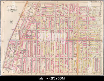 Cartographie, cartes. 1898. Lionel Pincus et Princess Firyal Map Division. Brooklyn (New York, N.Y.), immeuble , New York (État) , New York Double page plaque no 26 : délimitée par Grand Avenue, Willoughby Avenue, Marcy Avenue, Fulton Street, New York Avenue et Atlantic Avenue. Fait partie des quartiers 7, 21 et 23. Section de la carte terrestre, no 6, volume 1, Brooklyn Borough, New York City. Banque D'Images