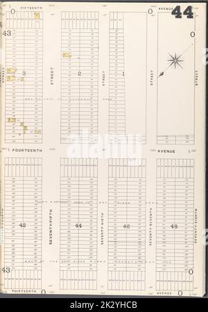 Cartographie, cartes. 1884 - 1936. Lionel Pincus et Princess Firyal Map Division. Assurance-incendie , New York (État), immobilier , New York (État), Villes et villages , New York (État) Brooklyn vol. A plaque n° 44 carte délimitée par 74thSt., 15th Ave., 78th St., 13th Ave Banque D'Images