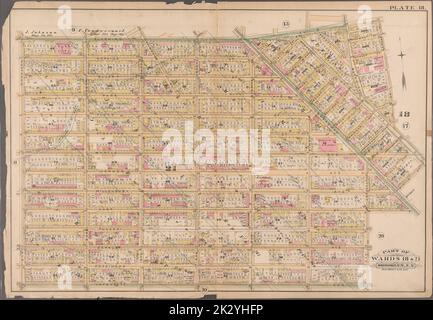 Cartographie, cartes. 1886. Lionel Pincus et Princess Firyal Map Division. Brooklyn (New York, New York), propriété immobilière , New York (État) , New York plate 18 : bornée par Flushing Avenue, Bremen Street, Bushwick Avenue, Myrtle Street, Broadway, HART Street, Stuyvesant Avenue, Lafayette Avenue et Nostrand Avenue. Planche 18 : partie des quartiers 18 et 21. Brooklyn, New York Banque D'Images