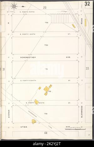 Cartographie, cartes. 1884 - 1936. Lionel Pincus et Princess Firyal Map Division. Assurance incendie , New York (État), immobilier , New York (État), Villes et villages , New York (État) Brooklyn V. 15, plaque no 32 carte délimitée par E.45th St., Glenwood Rd., Utica Ave., Avenue H. Banque D'Images