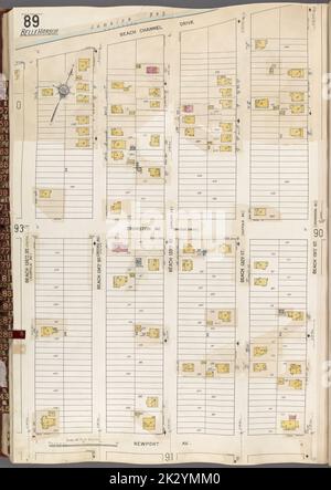 Cartographic, Maps. 1912 - 1922. Lionel Pincus and Princess Firyal Map Division. Fire insurance , New York (State), Real property , New York (State), Cities & towns , New York (State) Queens V. 8, Plate No. 89 Map bounded by Jamaica Bay, Beach 131st St., Newport Ave., Beach 135th St. Stock Photo