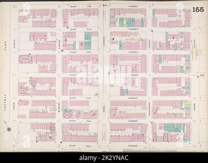 Cartographie, cartes. 1896. Lionel Pincus et Princess Firyal Map Division. Assurance-incendie , New York (État), biens immobiliers , New York (État), Villes et villages , New York (État) Manhattan, V. 8, Double page plaque no 155 carte délimitée par E. 78th St., 3rd Ave., E. 72nd St., 5th Ave Banque D'Images