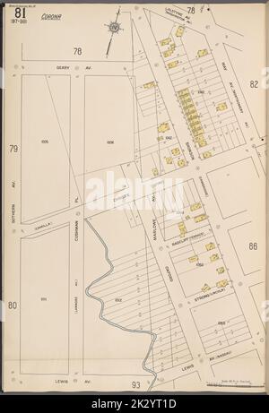 Cartographie, cartes. 1884 - 1936. Lionel Pincus et Princess Firyal Map Division. Assurance incendie , New York (État), immobilier , New York (État), Villes et villages , New York (État) Queens V. 10, plaque no 81 carte délimitée par Gerry Ave., Way Ave., Lewis Ave., Sothern Ave Banque D'Images