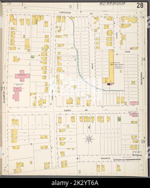 Cartographie, cartes. 1884 - 1936. Lionel Pincus et Princess Firyal Map Division. Assurance incendie , New York (État), immobilier , New York (État), Villes et villages , New York (État) Richmond, plaque no 28 carte délimitée par Castleton Ave., Broadway, Warren, Elizabeth Banque D'Images