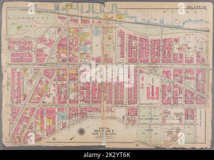 Cartographie, cartes. 1911. Lionel Pincus et Princess Firyal Map Division. New York (N.Y.), Manhattan (New York, N.Y.), immeuble , New York (État) , New York , Manhattan plaque 39 : délimitée par la douzième Avenue (Hudson River), Riverside Drive, W. 142nd Street, 10th Avenue, W. 141st Street, Couvent Avenue et W. 125th Street. Partie de l'article 7, New York. Banque D'Images