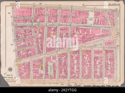 Cartographie, cartes. 1916. Lionel Pincus et Princess Firyal Map Division. Atlas, Manhattan (New York, New York), immeuble , New York (État) , New York plate 23 : délimité par Broadway, E. 8th Street, second Avenue, et E. Houston Street partie de la section 2 Banque D'Images