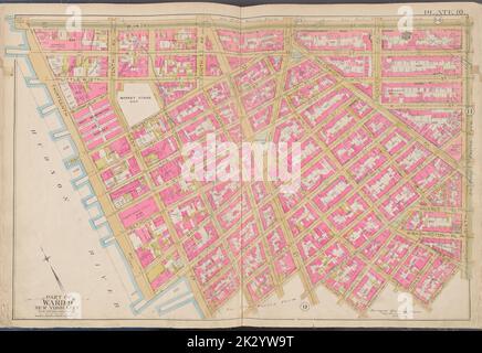 Cartographie, cartes. 1891. Lionel Pincus et Princess Firyal Map Division. Manhattan (New York, N.Y.), immeuble , New York (État) , New York plaque 10 carte délimitée par la rue W. 14th, 6th Ave., rue Bedford, rivière Hudson Banque D'Images