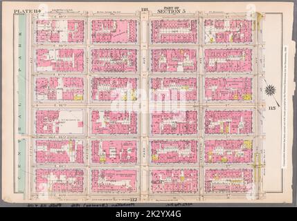 Cartographie, cartes. 1916. Lionel Pincus et Princess Firyal Map Division. Atlas, Manhattan (New York, New York), immeuble , New York (État) , New York planche 114 : délimité par la rue E. 89th, Third Avenue, E. 83rd Street et Fifth Avenue partie de la section 5 Banque D'Images