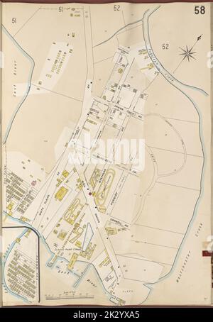 Cartographic, Maps. 1905 - 1908. Lionel Pincus and Princess Firyal Map Division. New York (N.Y.) Bronx, V. A, Plate No. 58 Map bounded by Pugsley's Creek, Westchester Creek, East River. Stock Photo