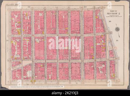 Cartographic, Maps. 1916. Lionel Pincus and Princess Firyal Map Division. Atlases, Manhattan (New York, N.Y.), Real property , New York (State) , New York Plate 20: Bounded by Prince Street, Cleveland Street, Centre Street, Grand Street, and Sullivan Street Part of Section 2 Stock Photo