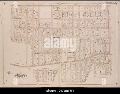 Cartographic, Maps. 1901. Lionel Pincus and Princess Firyal Map Division. Queens (New York, N.Y.) Queens, V. 1, Double Page Plate No. 6; Part of Jamaica, Ward 4; Map bounded by Atlantic Ave., Van Wyck Ave., Mill St., Liberty Ave., Jefferson Ave. Stock Photo