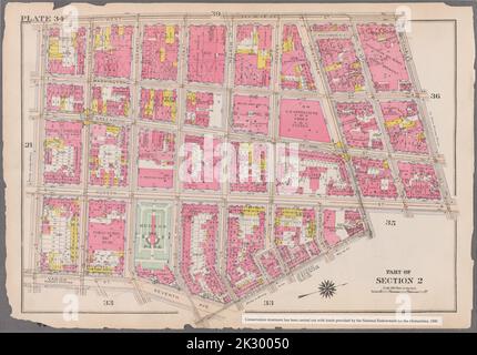 Cartographic, Maps. 1916. Lionel Pincus and Princess Firyal Map Division. Atlases, Manhattan (New York, N.Y.), Real property , New York (State) , New York Plate 34: Bounded by West Street, Charles Street, Hudson Street, Christopher Street, Bedford Street, Seventh Avenue, Varick Street and King Street Part of Section 2 Stock Photo