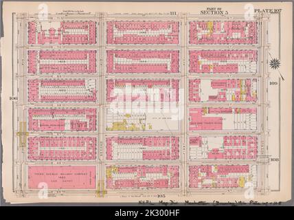 Cartographic, Maps. 1916. Lionel Pincus and Princess Firyal Map Division. Atlases, Manhattan (New York, N.Y.), Real property , New York (State) , New York Plate 107: Bounded by E. 71st Street, Avenue A, E. 65th Street and Third Avenue Part of Section 5 Stock Photo