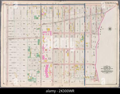 Cartographie, cartes. 1898. Lionel Pincus et Princess Firyal Map Division. Brooklyn (New York, New York), immeuble , New York (État) , New York Double page plaque n° 1 : délimitée par l'avenue Nostrand, rue Malbone, avenue Canarsie, rue Sterling, avenue Brooklyn, Lefferts Street, Kingston Avenue, East New York Avenue, East 45th Street et Church Avenue. Partie du quartier 29. Sections de la carte terrestre, n° 5 et 15, volume 2, Brooklyn Borough, New York City. Banque D'Images