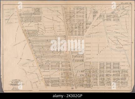 Cartographie, cartes. 1886. Lionel Pincus et Princess Firyal Map Division. Brooklyn (New York, N.Y.), propriété immobilière , New York (État) , New York plaque 39 : délimitée par Elderts Lane, Duryea Avenue, Jefferson Street, et (cimetières)Jamaica Turnpike. Planche 39 : partie du quartier 26. Brooklyn, New York Banque D'Images