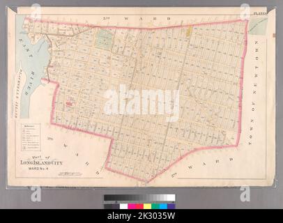 Cartographie, cartes. 1891. Lionel Pincus et Princess Firyal Map Division. Queens Comté (New York) Plaque 6 : délimitée par la rue Franklin, l'avenue Flushing, le boulevard Old Bowery Bay, l'avenue Jackson, l'avenue Western, l'avenue Lockwood, l'avenue Pierce, Sherman Street, Broadway, Boulevard, Fulton Street et Mills Street. Partie de long Island City, quartier no 4 Banque D'Images