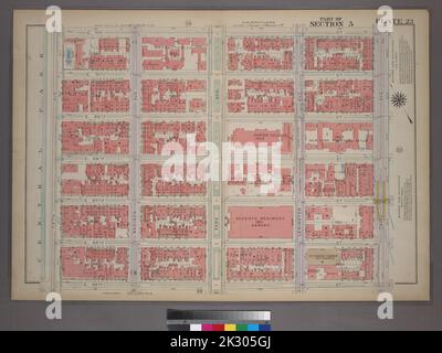 Cartographie, cartes. 1921. Lionel Pincus et Princess Firyal Map Division. Manhattan (New York, New York), immobilier , New York (État) , New York, New York (New York) Plaque 23, partie de la section 5 : délimitée par la rue E. 71st, troisième avenue, la rue E. 65th et (Central Park) cinquième avenue. Banque D'Images