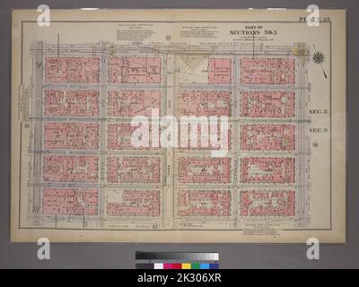 Cartographic, Maps. 1913. Lionel Pincus and Princess Firyal Map Division. Real property , New York (State) , New York, Real property , Manhattan (New York, N.Y.), Manhattan (New York, N.Y.) Plate 25, Part of Sections 3&5: Bounded by E. 42nd Street, Third Avenue, E. 37th Street and Fifth Avenue Stock Photo