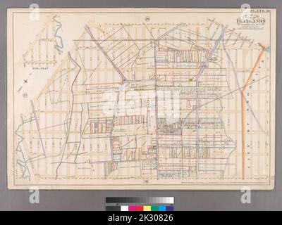 F. Bourquin & Co. Cartographie, cartes. 1890. Lionel Pincus et Princess Firyal Map Division. Brooklyn (New York, New York), immeuble , New York (État) , New York plaque 30 : délimitée par Ditmas Avenue, E. 98th Street, Spofford Avenue, Avenue D, E. 106th Street, Avenue K et avenue Paerdegat. Partie de la ville de Flatlands, Kings Co., N.Y. Banque D'Images