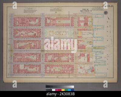 Cartographic, Maps. 1920. Lionel Pincus and Princess Firyal Map Division. Manhattan (New York, N.Y.), Real property , New York (State) , New York, New York (N.Y.) Plate 23, Part of Section 3: Bounded by E. 37th Street, First Avenue, E. 32nd Street and Third Avenue. Stock Photo