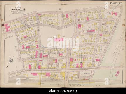 Cartographie, cartes. 1911. Lionel Pincus et Princess Firyal Map Division. Bronx (New York, New York), New York (New York) Plaque 27 carte délimitée par l'avenue Briggs, Moholu Parkway S., Bronx Park, E. 196th St. Banque D'Images