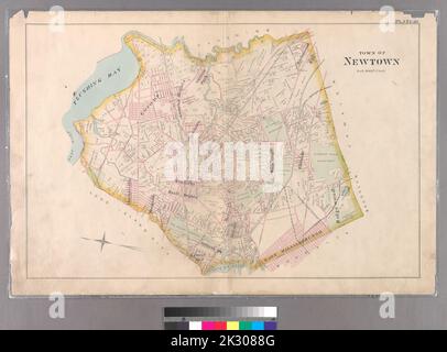 Cartographie, cartes. 1891. Lionel Pincus et Princess Firyal Map Division. Queens Comté (New York) Planche 30: Ville de Newtown. Banque D'Images