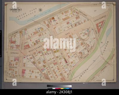 Cartographie, cartes. 1901. Lionel Pincus et Princess Firyal Map Division. Bronx (New York, N.Y.), immeuble , New York (État) , New York Double page tôle no 35, partie du quartier 24, article 12. Bornée par l'avenue Jerome, la promenade Mosholu Nord, l'avenue Briggs et la rue E. 199th. Banque D'Images